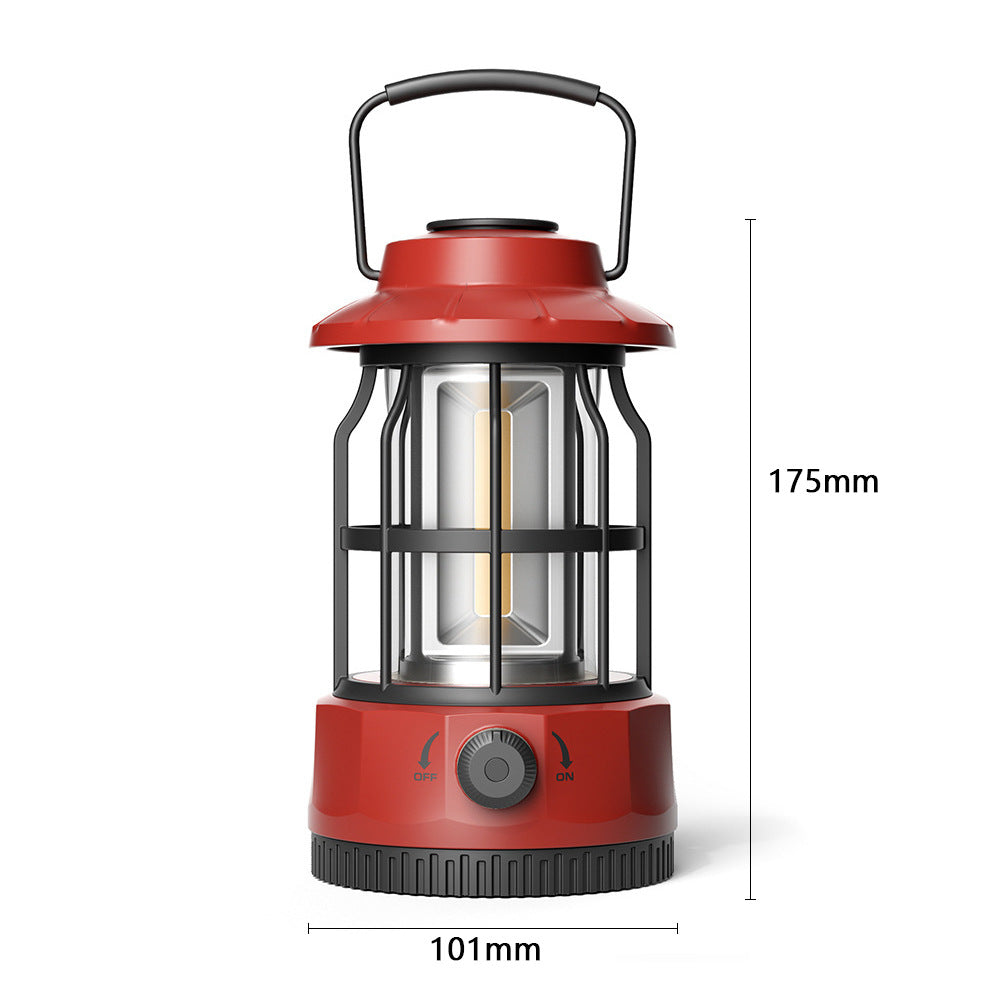 Retro COB Portable Camping Lantern For Outdoor Tent Lighting