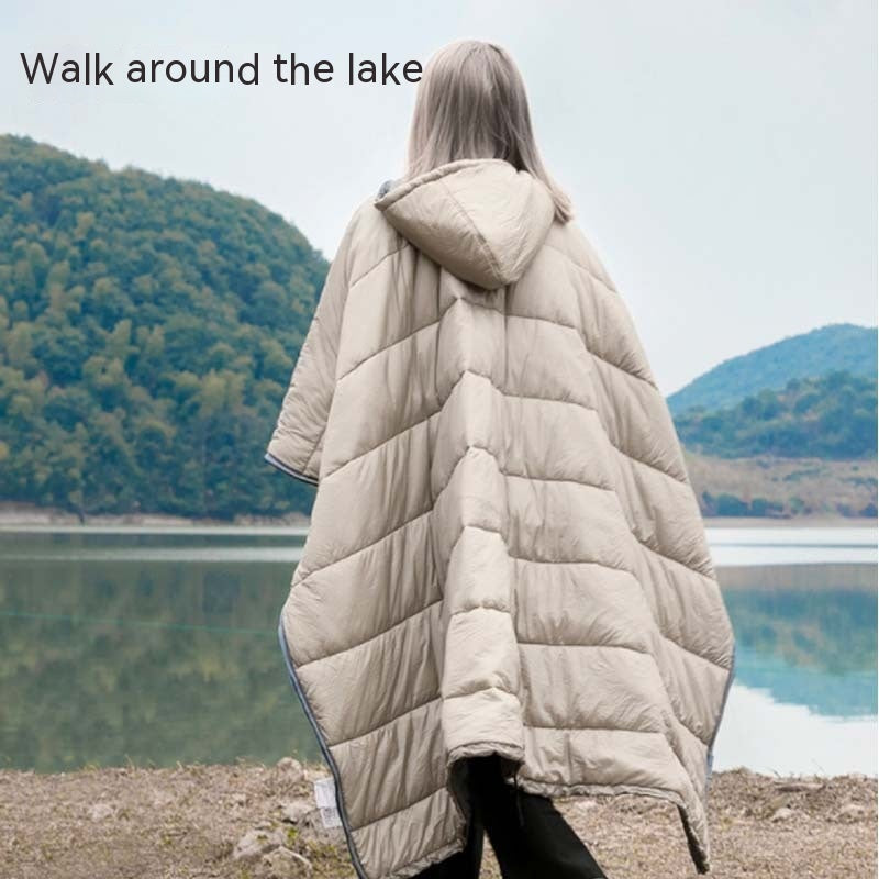 Outdoor Wearable Cloak Sleeping Bag Camping Cape Shawl Blanket