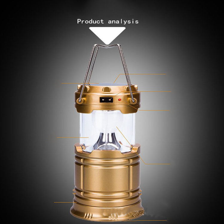 New Solar Charging Multifunctional Telescopic Camping Lantern For Outdoor Tent Use