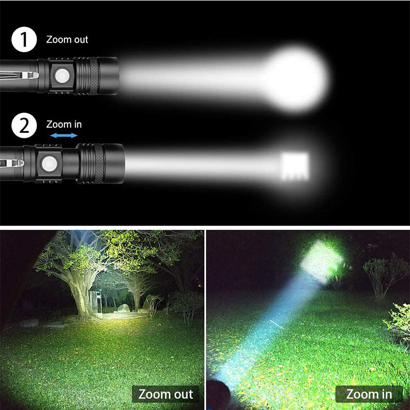 P50 Zoom USB Rechargeable Strong Light Flashlight With Battery Display