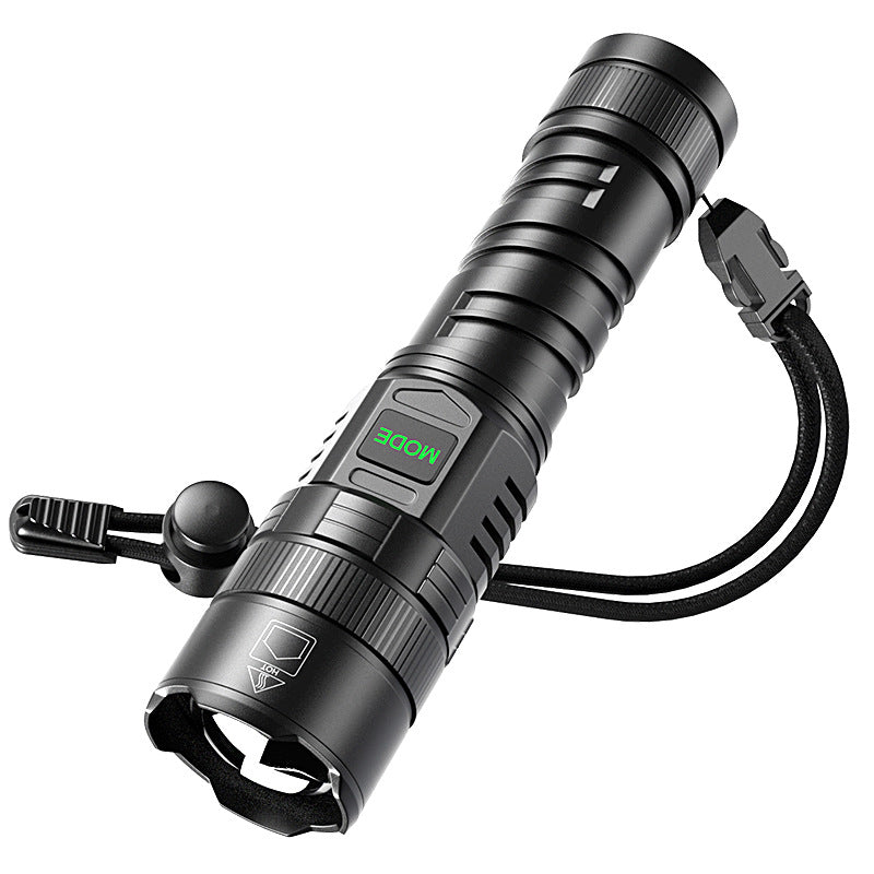 USB Rechargeable Zoom Camping Flashlight With Digital Display