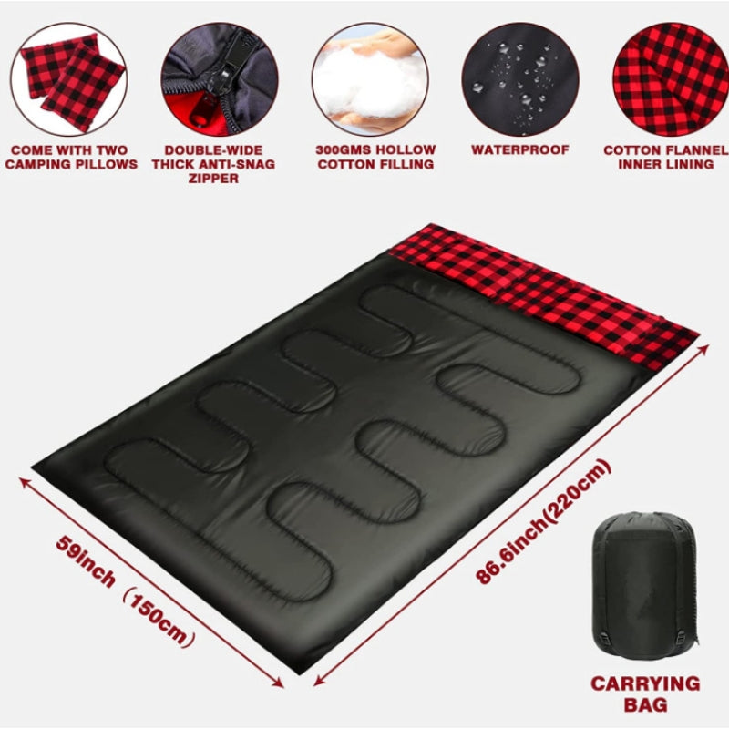 Outdoor Interlocking Hooded Envelope Camping Sleeping Bag