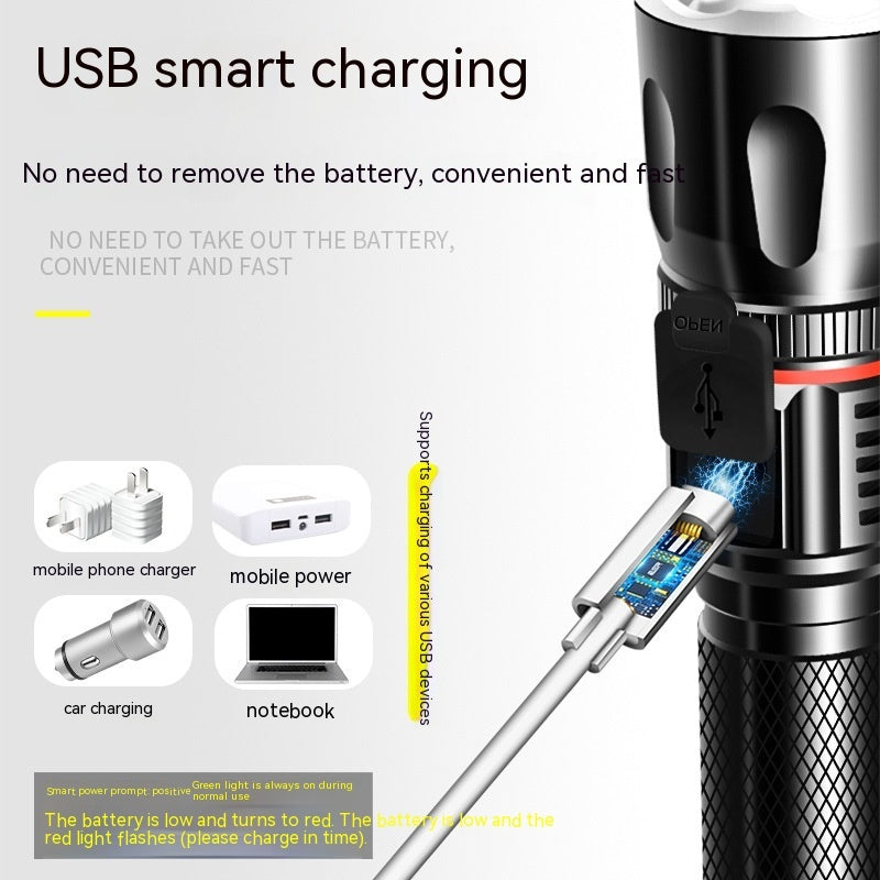 T6 Telescopic Multifunctional Strong Light Outdoor Camping Flashlight