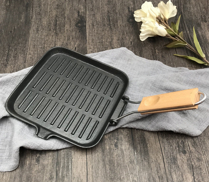Cast Iron Folding Camping Skillet Pan For Steak Cooking
