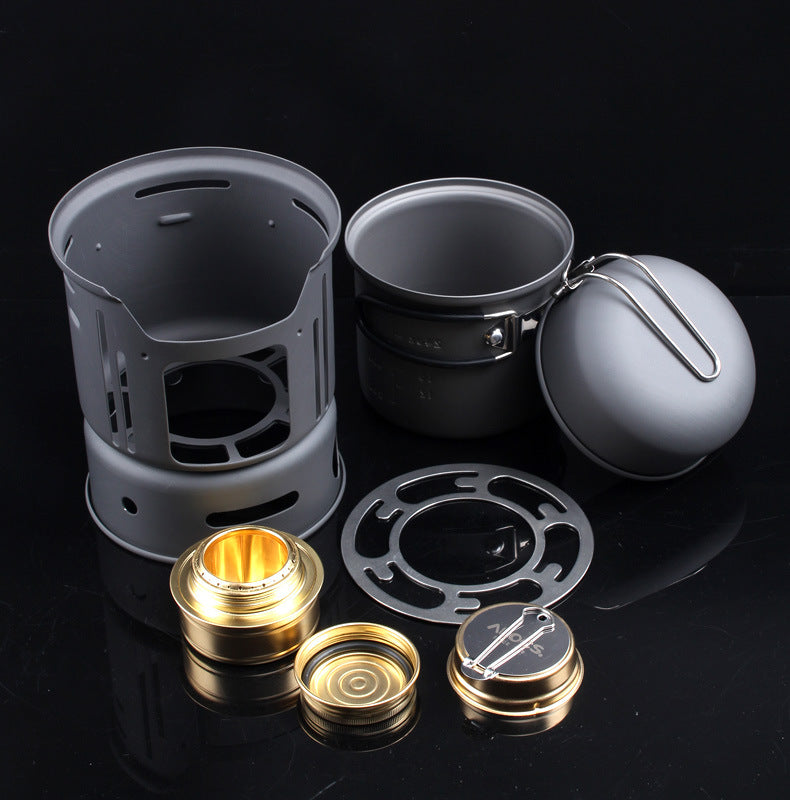 Aluminium Alloy Portable 7-Piece Camping Cookware Set For 1–2 People