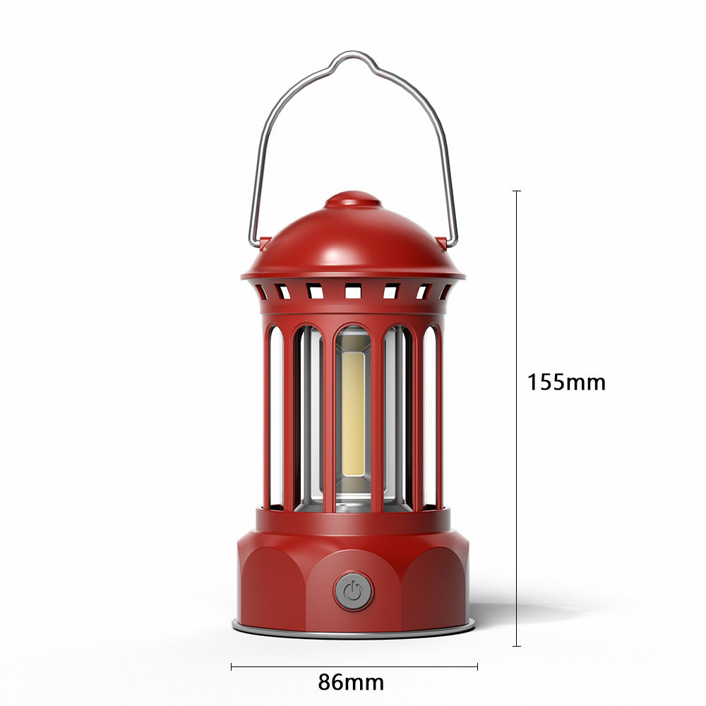 Retro COB Portable Camping Lantern For Outdoor Tent Lighting