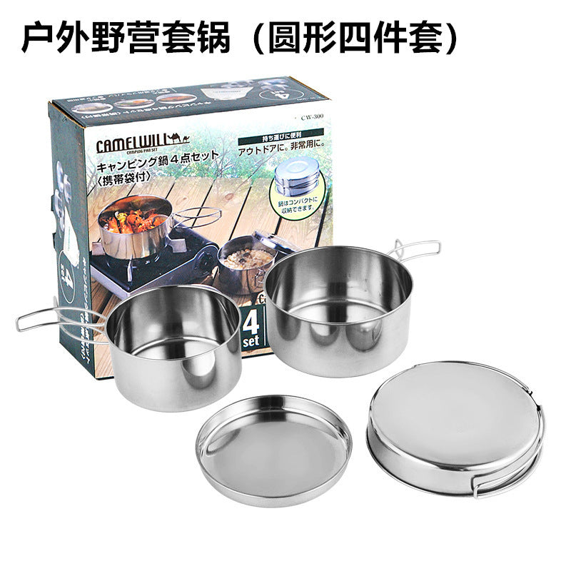 Stainless Steel Portable Outdoor Camping Cookware Set