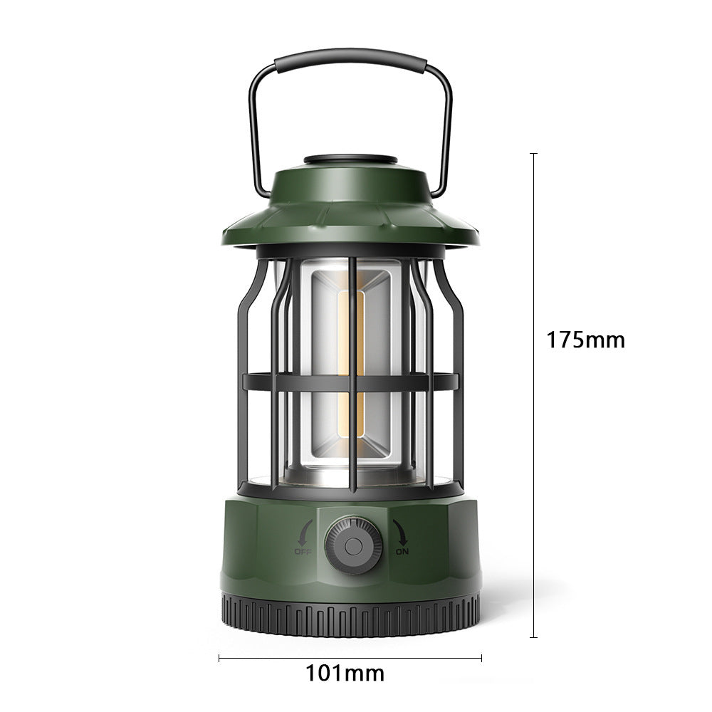 Retro COB Portable Camping Lantern For Outdoor Tent Lighting