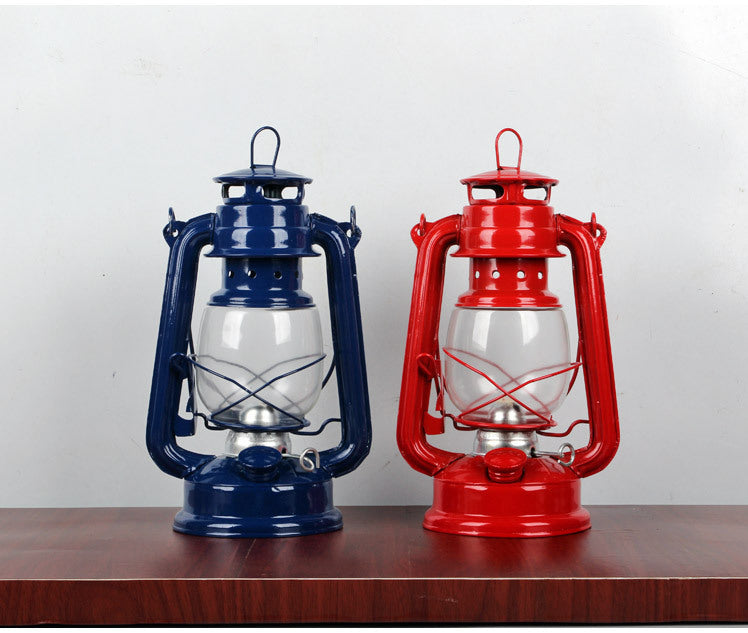 Retro Iron Kerosene-Style Portable Camping Lantern For Tent Use