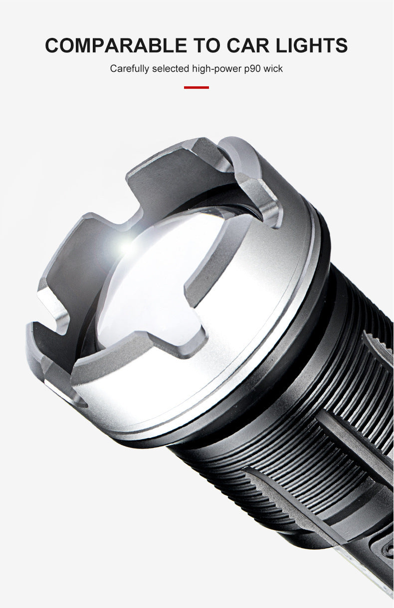 USB Rechargeable Strong Light Outdoor Flashlight