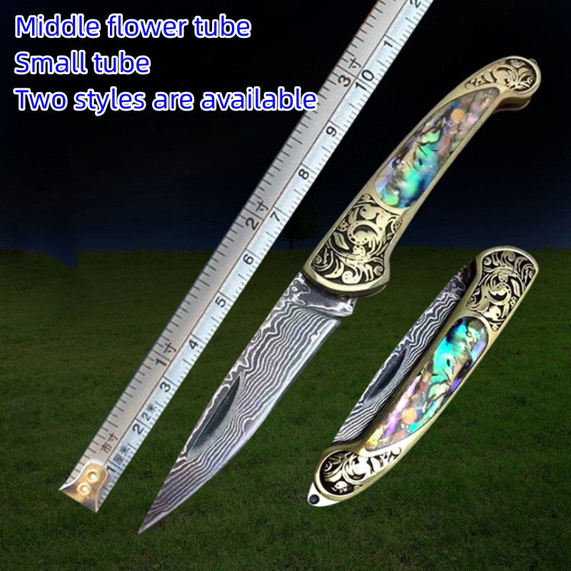 Camping Hunting Folding Survival Combat Knife With Natural Shell Handle
