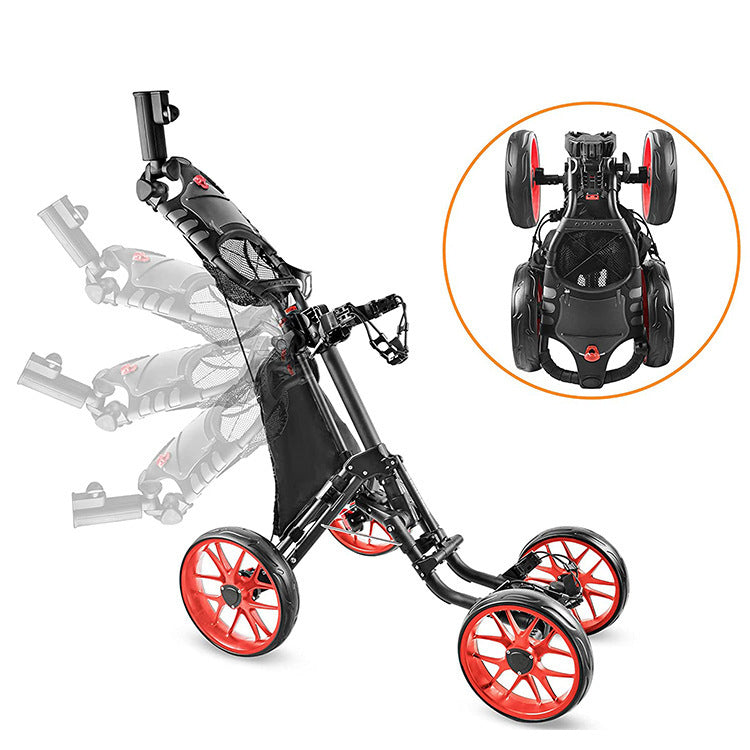 Foldable 4-Wheel Golf Trolley Cart For Golf Supplies And Transport