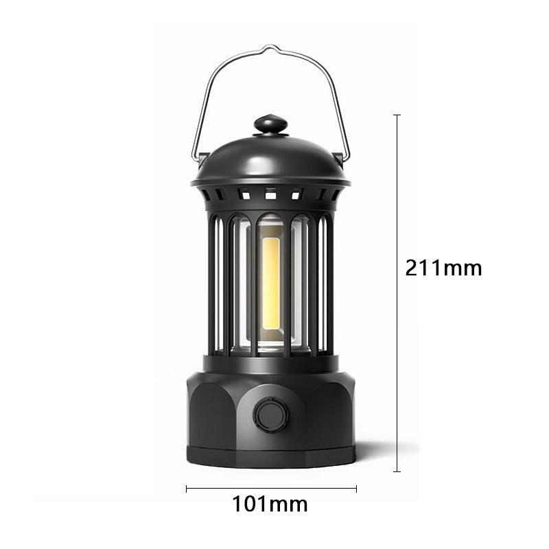 Retro COB Portable Camping Lantern For Outdoor Tent Lighting