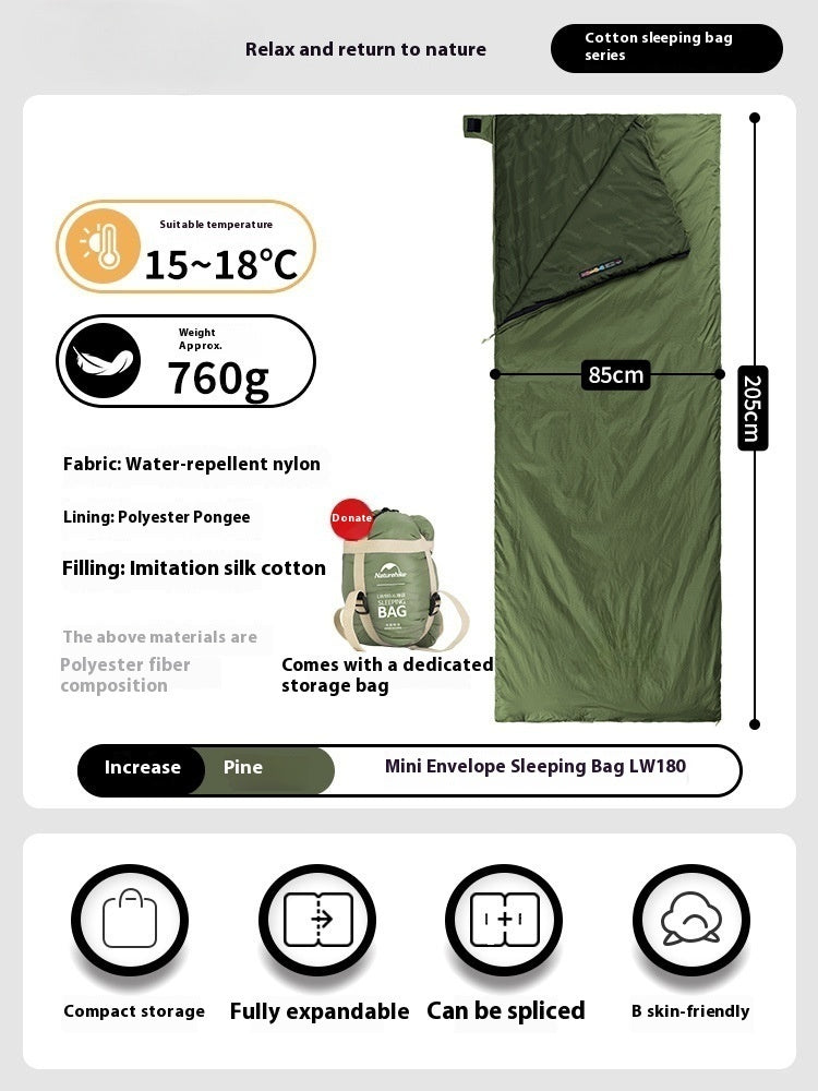 Summer Thin Envelope Sleeping Bag For Camping And Travel