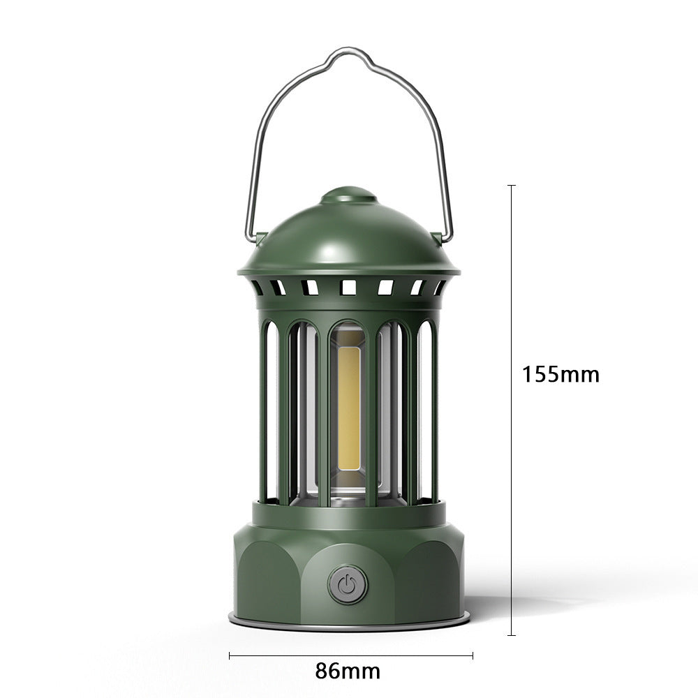 Retro COB Portable Camping Lantern For Outdoor Tent Lighting