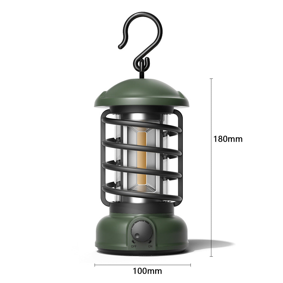 Retro COB Portable Camping Lantern For Outdoor Tent Lighting