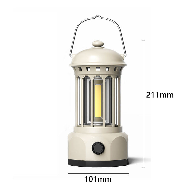 Retro COB Portable Camping Lantern For Outdoor Tent Lighting