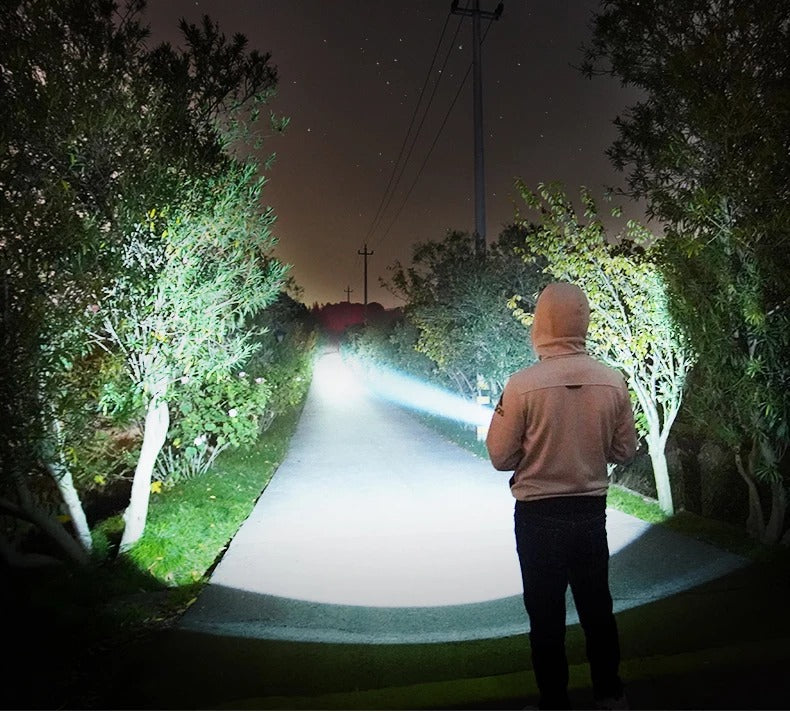 Super Bright Rechargeable LED Focus Flashlight Outdoor Xenon Lamp