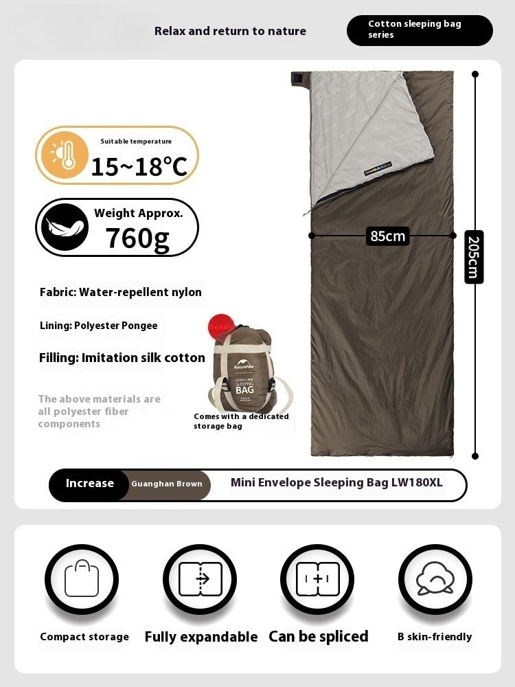 Summer Thin Envelope Sleeping Bag For Camping And Travel