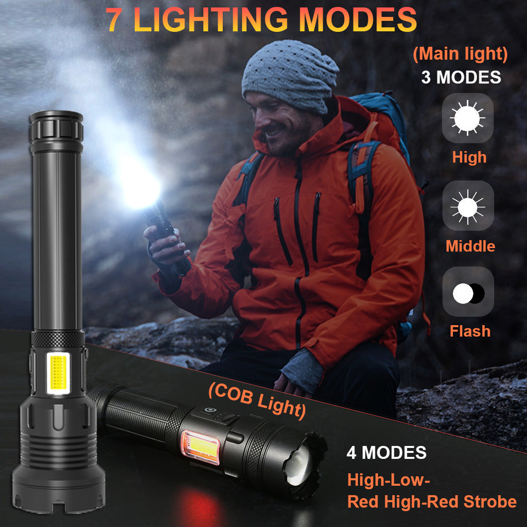 Rechargeable Strong Light Outdoor Camping Emergency Flashlight