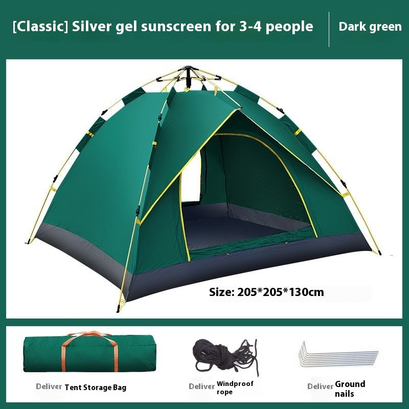 Automatic 3-4 Person Double Layer Outdoor Camping Tent Rain Sun Protection