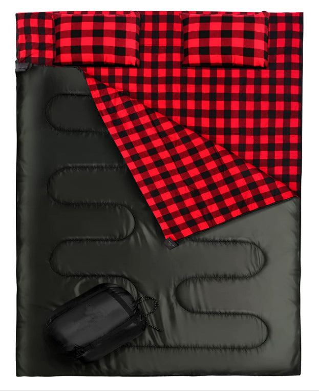 Outdoor Interlocking Hooded Envelope Camping Sleeping Bag