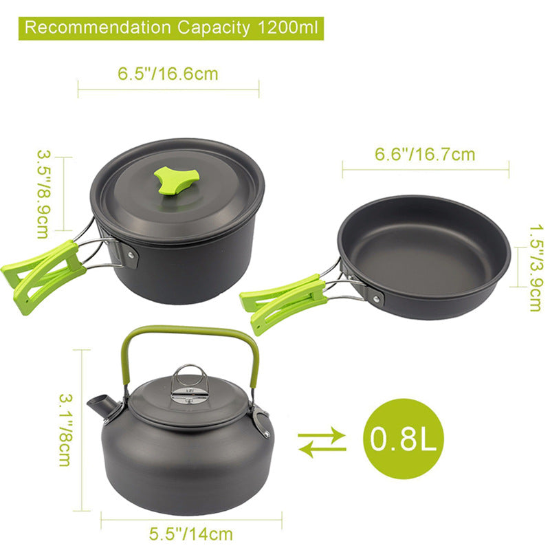 Folding Mini Camping Cookware Pot Set Combination Suit
