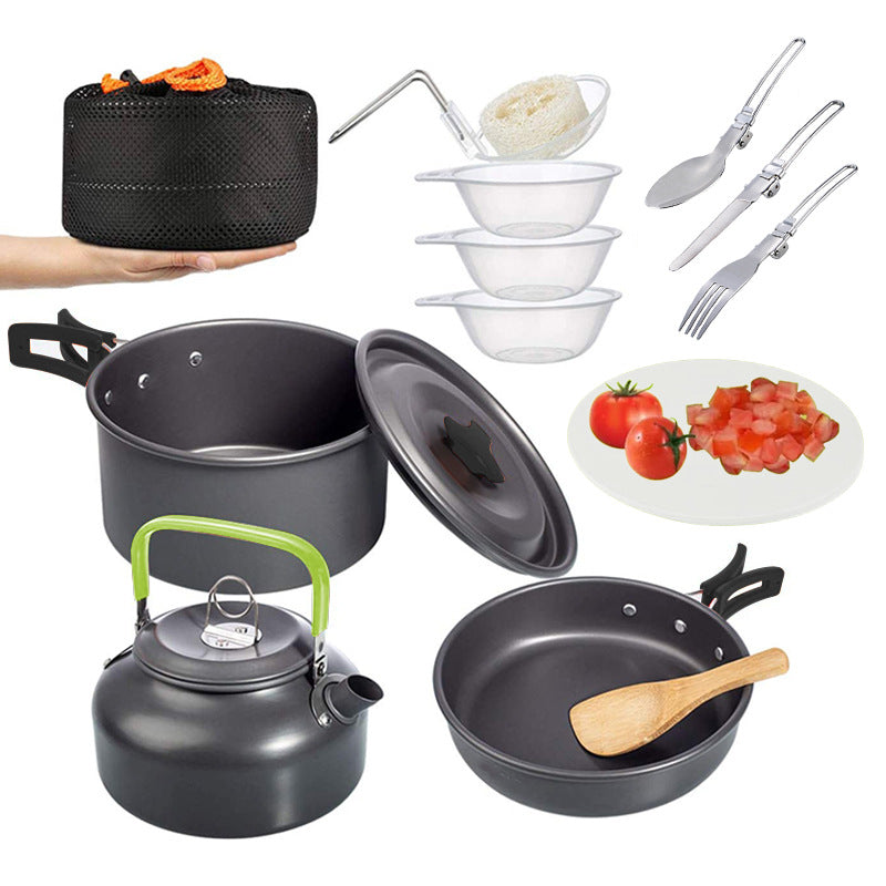 Folding Mini Camping Cookware Pot Set Combination Suit