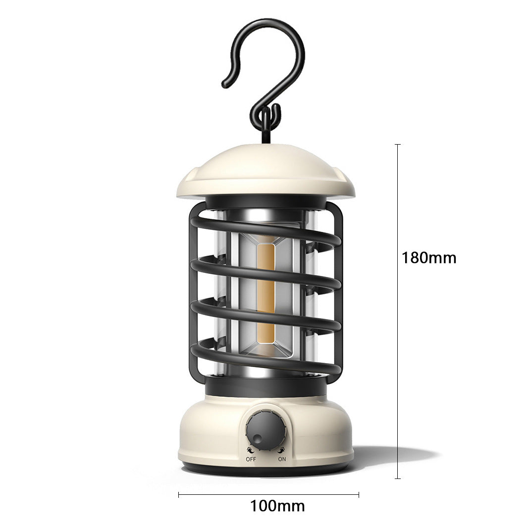 Retro COB Portable Camping Lantern For Outdoor Tent Lighting
