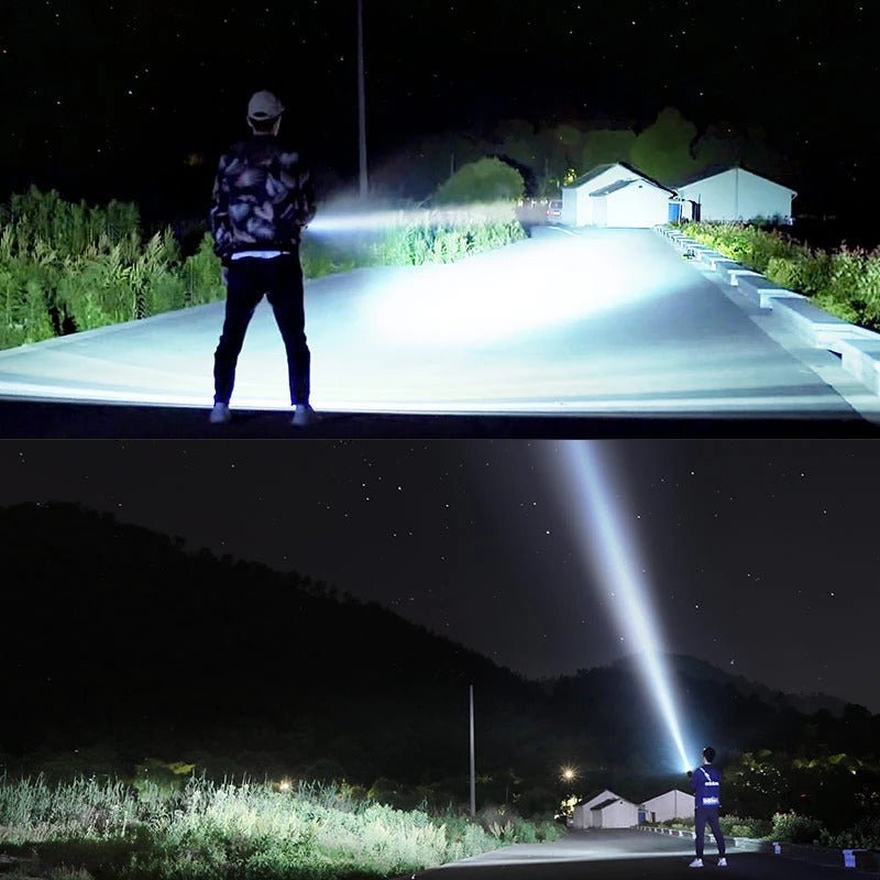 Super Bright Rechargeable LED Focus Flashlight Outdoor Xenon Lamp