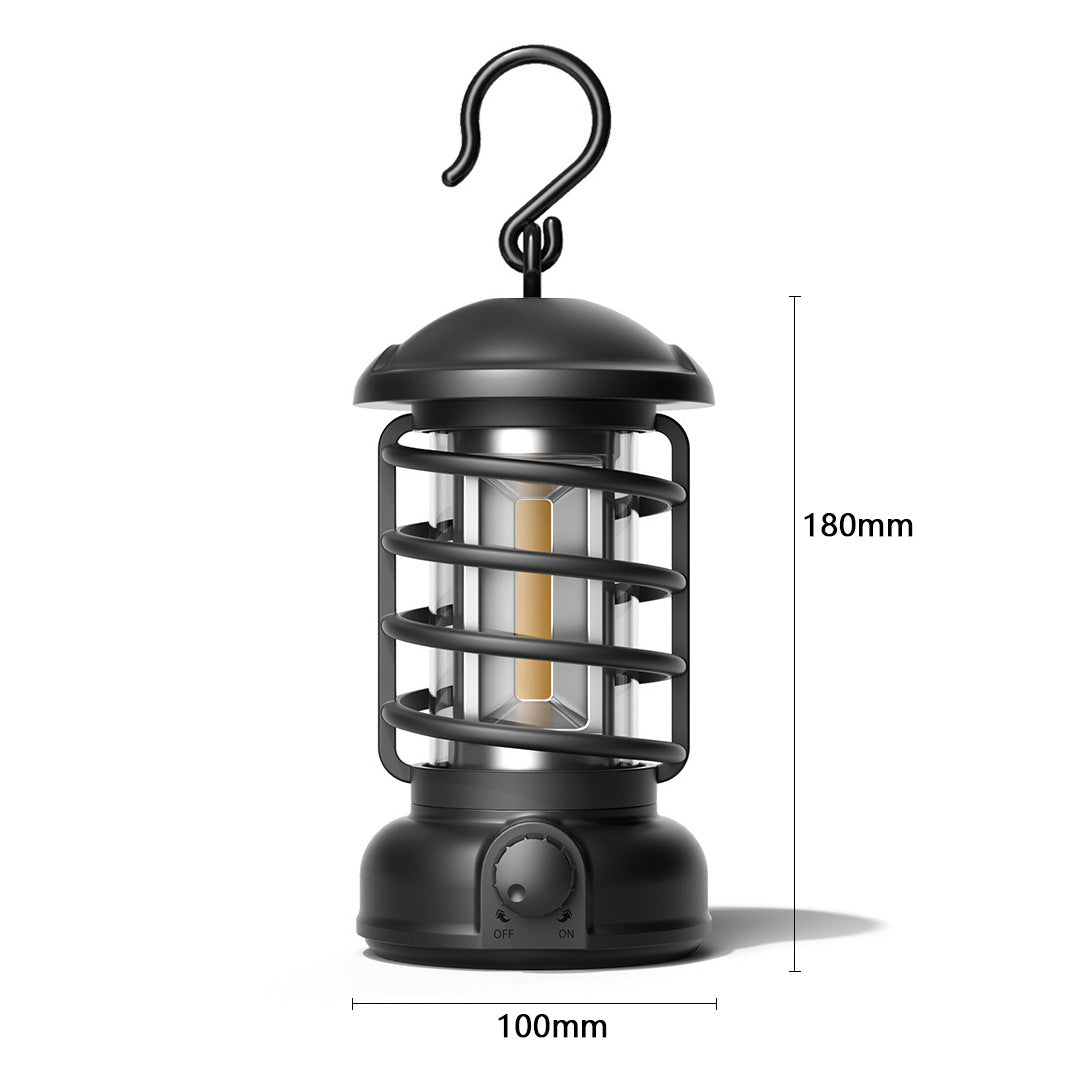 Retro COB Portable Camping Lantern For Outdoor Tent Lighting