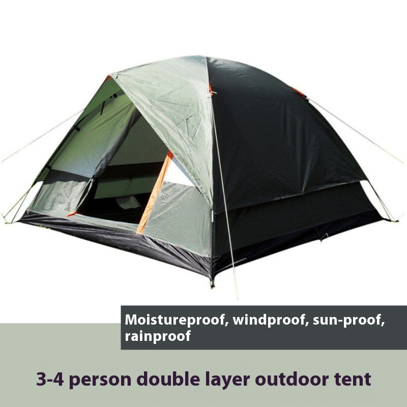 Rainproof Double-Layer Aluminum Pole Camping Tent For Family Travel