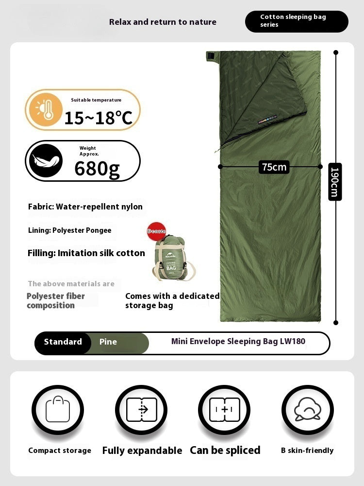 Summer Thin Envelope Sleeping Bag For Camping And Travel