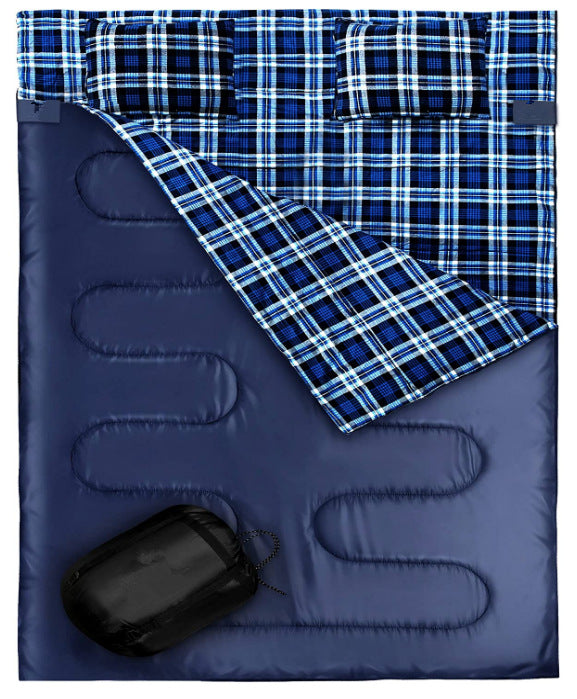 Outdoor Interlocking Hooded Envelope Camping Sleeping Bag