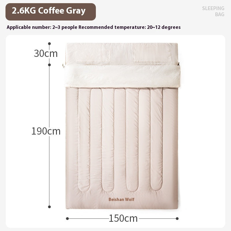 Double Sleeping Bag With Thickened Cold Protection For Camping