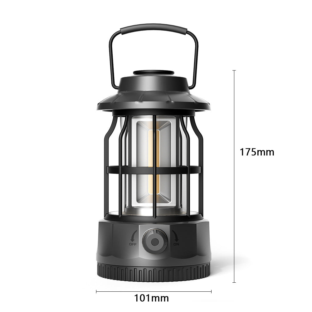 Retro COB Portable Camping Lantern For Outdoor Tent Lighting