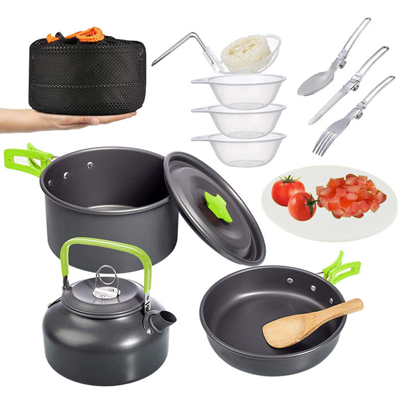 Folding Mini Camping Cookware Pot Set Combination Suit