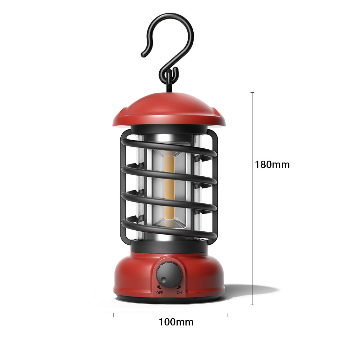 Retro COB Portable Camping Lantern For Outdoor Tent Lighting