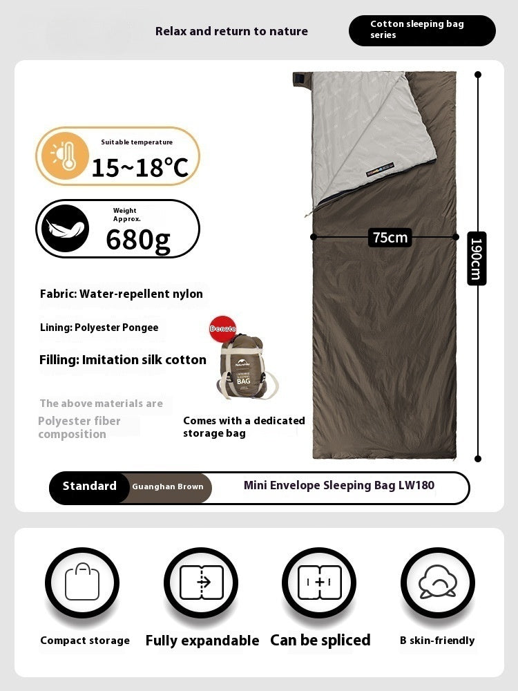 Summer Thin Envelope Sleeping Bag For Camping And Travel