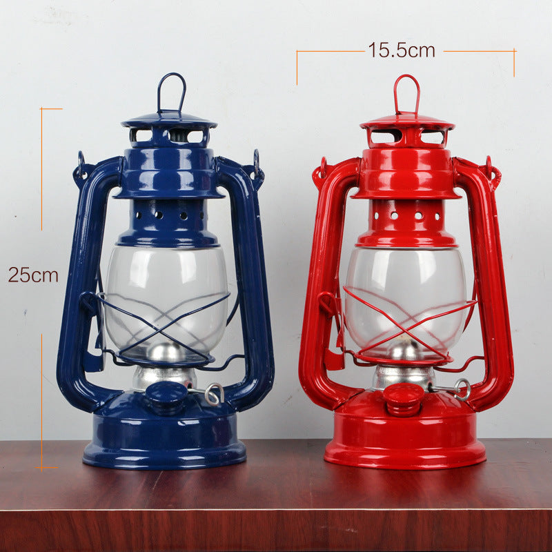 Retro Iron Kerosene-Style Portable Camping Lantern For Tent Use