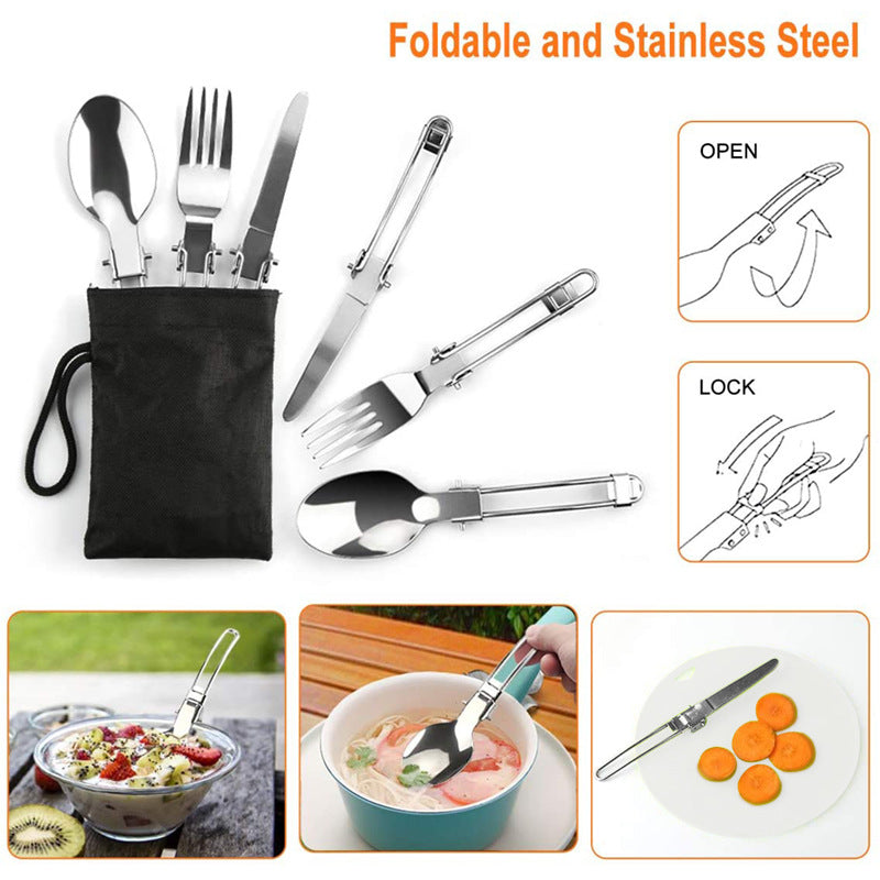 Folding Mini Camping Cookware Pot Set Combination Suit
