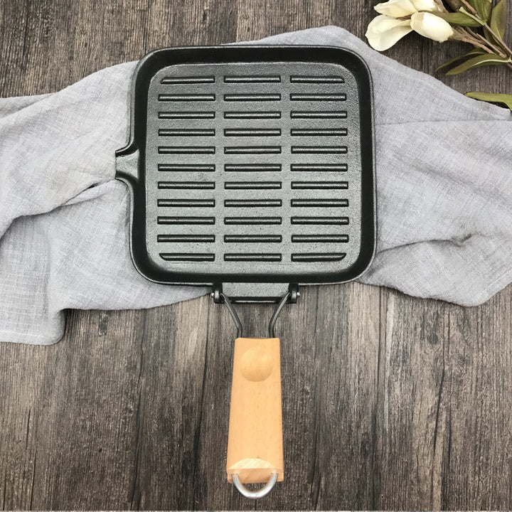 Cast Iron Folding Camping Skillet Pan For Steak Cooking