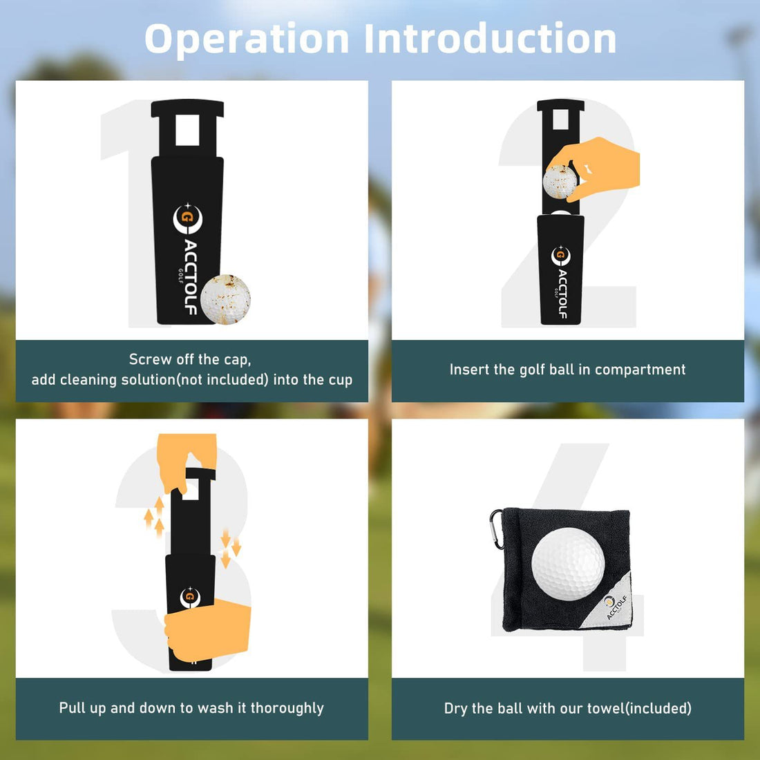 Portable Golf Ball Washer And Cleaning Machine With Golf Bag Accessories