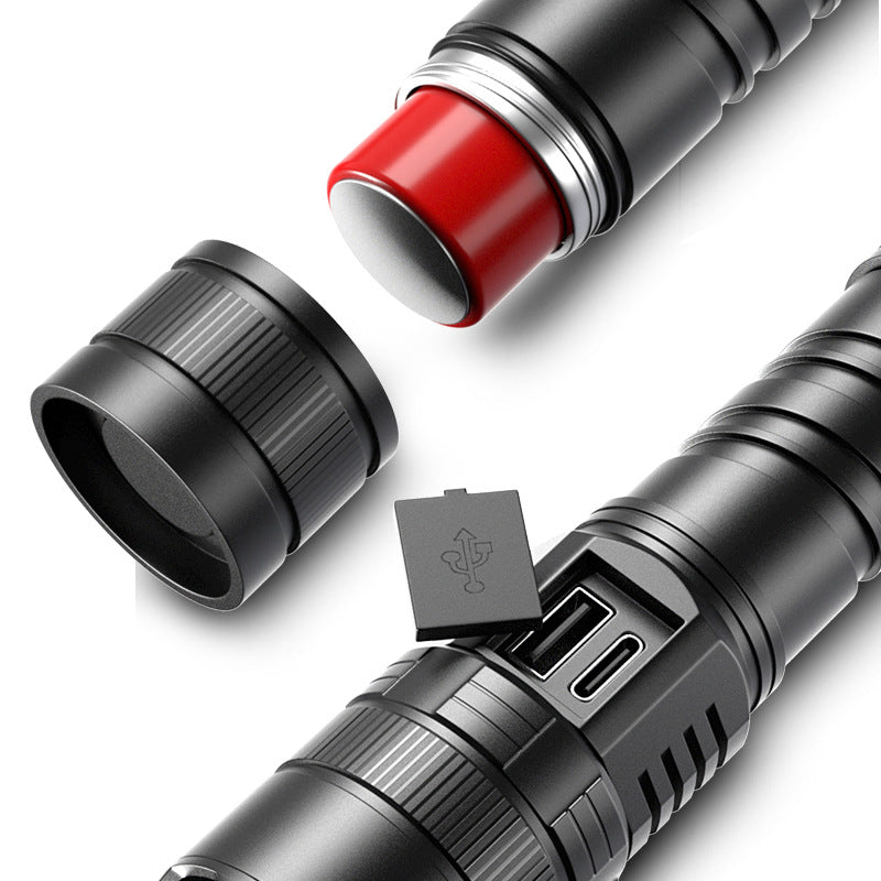 USB Rechargeable Zoom Camping Flashlight With Digital Display