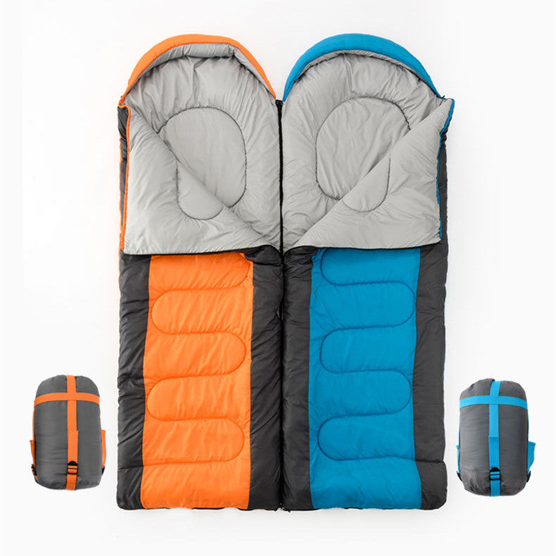 Outdoor Interlocking Hooded Envelope Camping Sleeping Bag