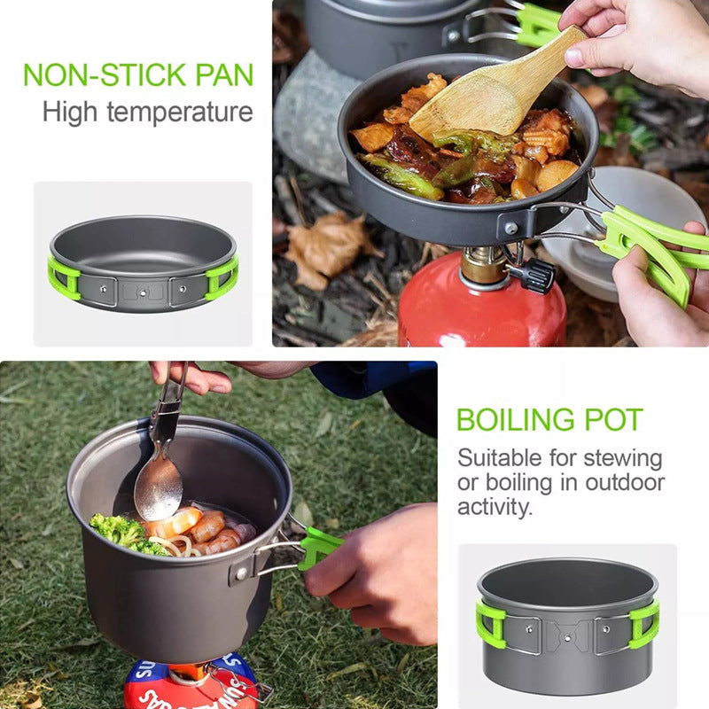 Folding Mini Camping Cookware Pot Set Combination Suit