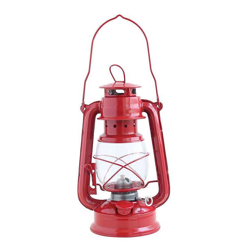 Retro Iron Kerosene-Style Portable Camping Lantern For Tent Use